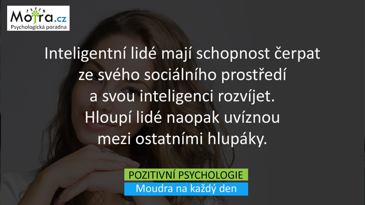 Inteligentní lidé mají schopnost čerpat ze svého sociálního prostředí a svou inteligenci rozvíjet. Hloupí lidé naopak uvíznou mezi ostatními hlupáky.