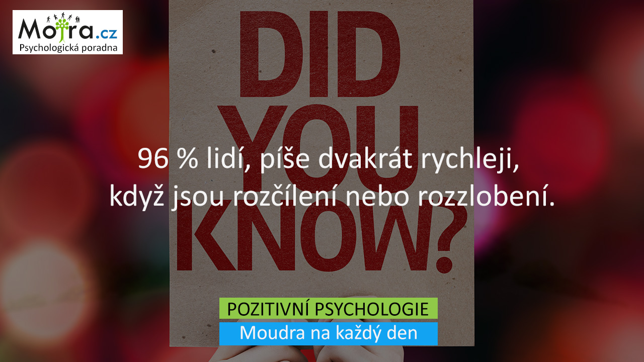 96 % lidí, píšou dvakrát rychleji, když jsou rozčílení nebo rozzlobení.